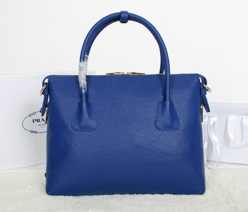 2014 Prada Grainy Calfskin Two-Handle Bag BN0890 blue for sale